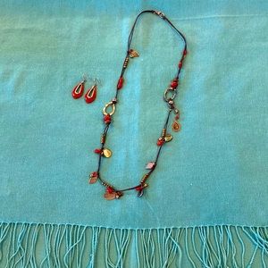 Silpada Coral earrings and necklace